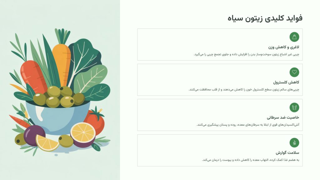 فواید کلیدی زیتون سیاه