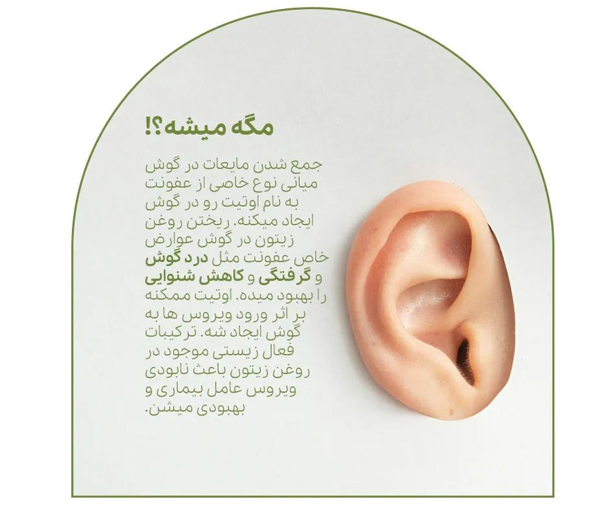 خواص روغن زیتون برای گوش