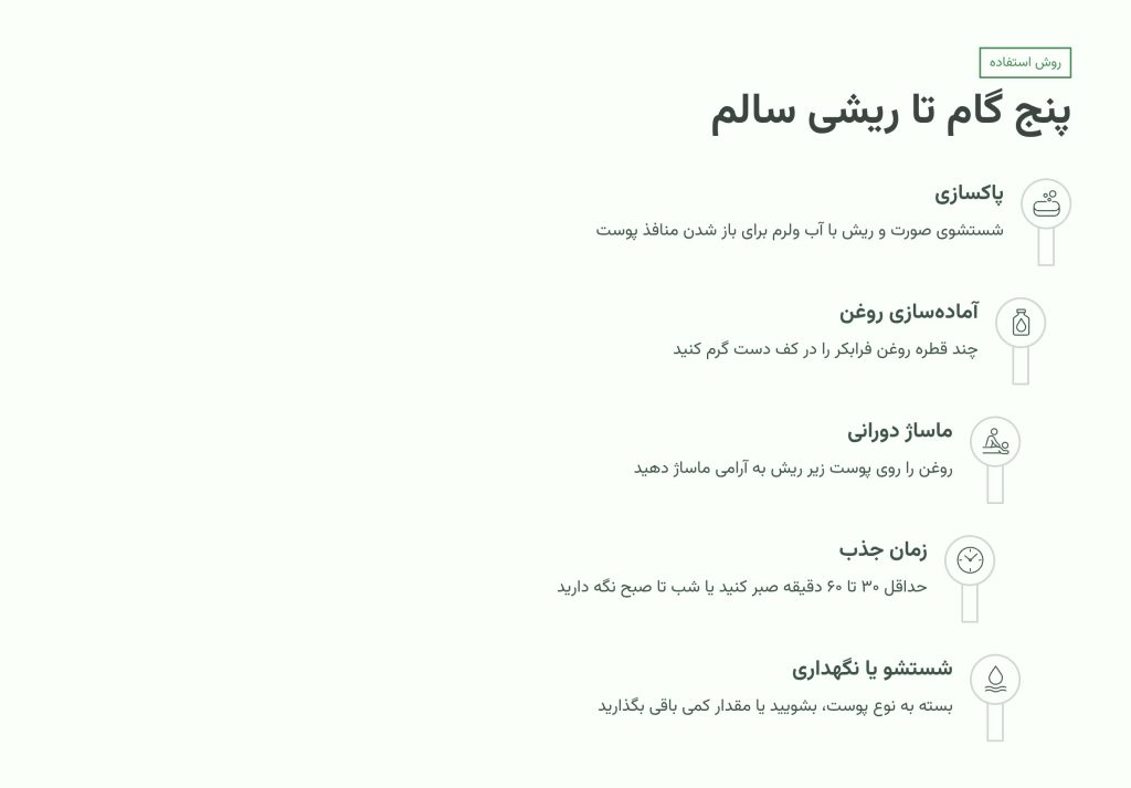 پنج گام تا ریشی سالم با روغن زیتون